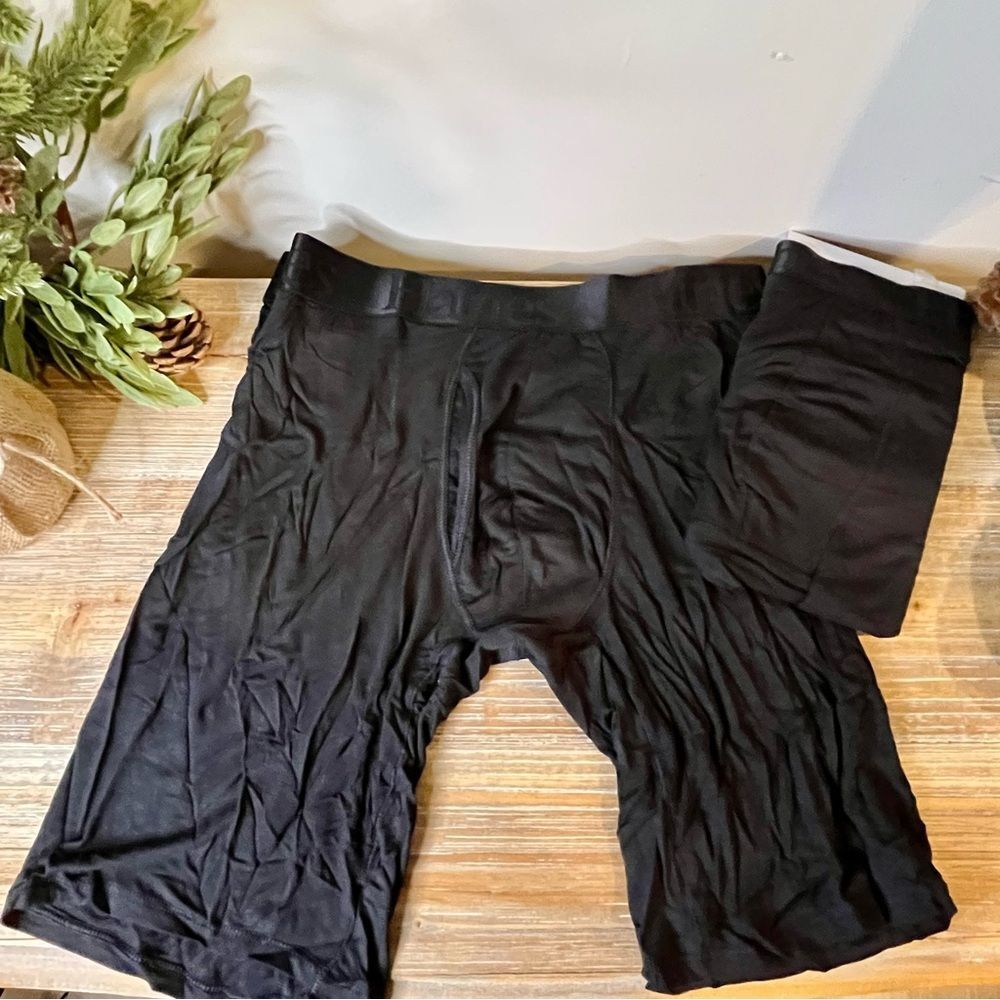 2 Hanes Super Soft Men’s Long Leg Boxer Briefs, Black, Medium New - Picture 7 of 8